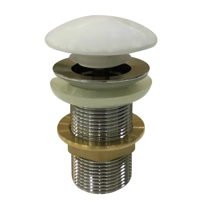 Toyo Full Brass Heavy Pop Up Waste Coupling (80 mm) | White Ceramic Cap with Brass Insert | Heavy-Duty Leak-Proof Wash Basin Drain Fitting | TOYO-2302