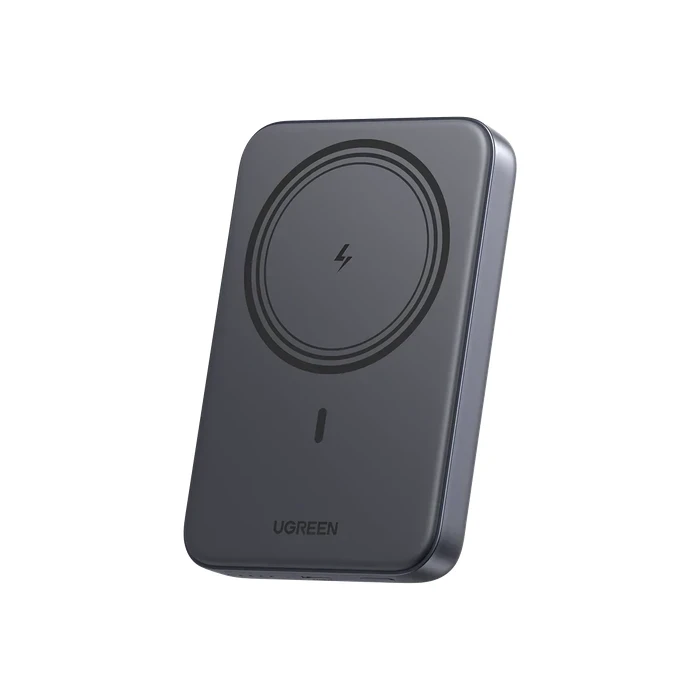 UGREEN 10000mAh Magnetic Wireless Fast Charging Power Bank | Slim PD 3.0 Snap-On Portable External Battery (Space Gray, Soft Silicone) | Magnetic Power Series