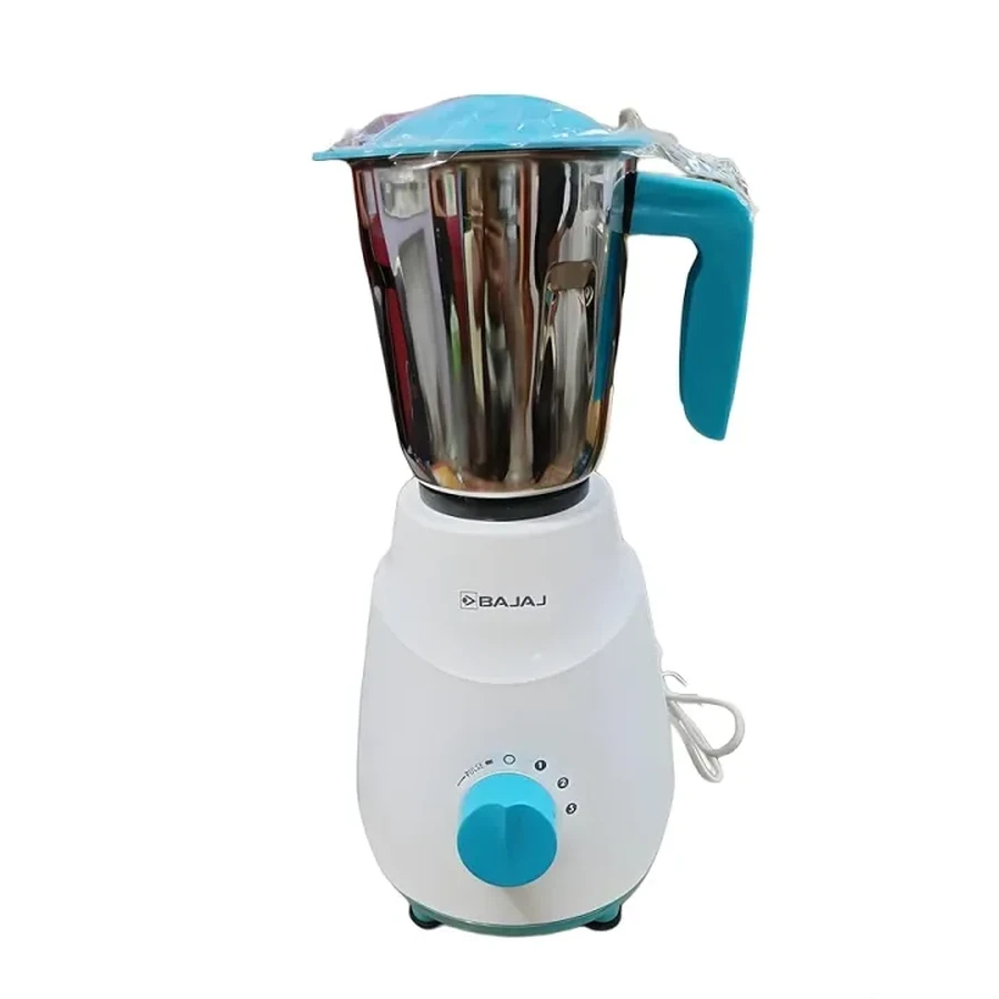 Bajaj Ninja Series Notch (410651) 3 Jar Mixer Grinder | 500W Titan Motor | French Blue | Dura Cut Blades | Stainless Steel Jars