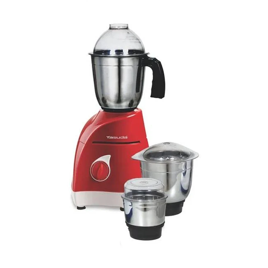 YASUDA POWER YS-4047 3 Jar Mixer Grinder - 750W Turbo Motor, High Performance, Flow Breaker Jars, Auto Cut Off (Red)