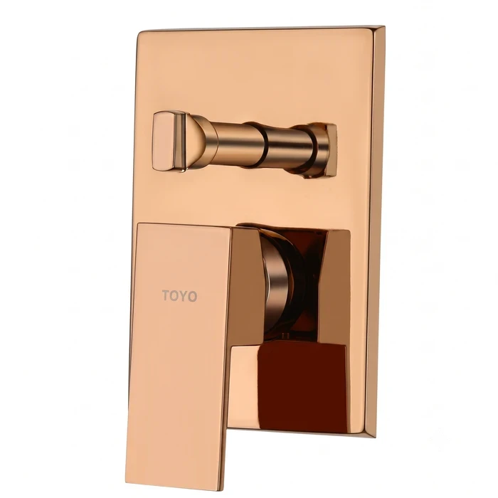 Toyo Rose Gold Exposed Upper Part Trim Kit for Concealed Shower Diverter with Brass Handle, Knob & XL Flange | AQ-57144