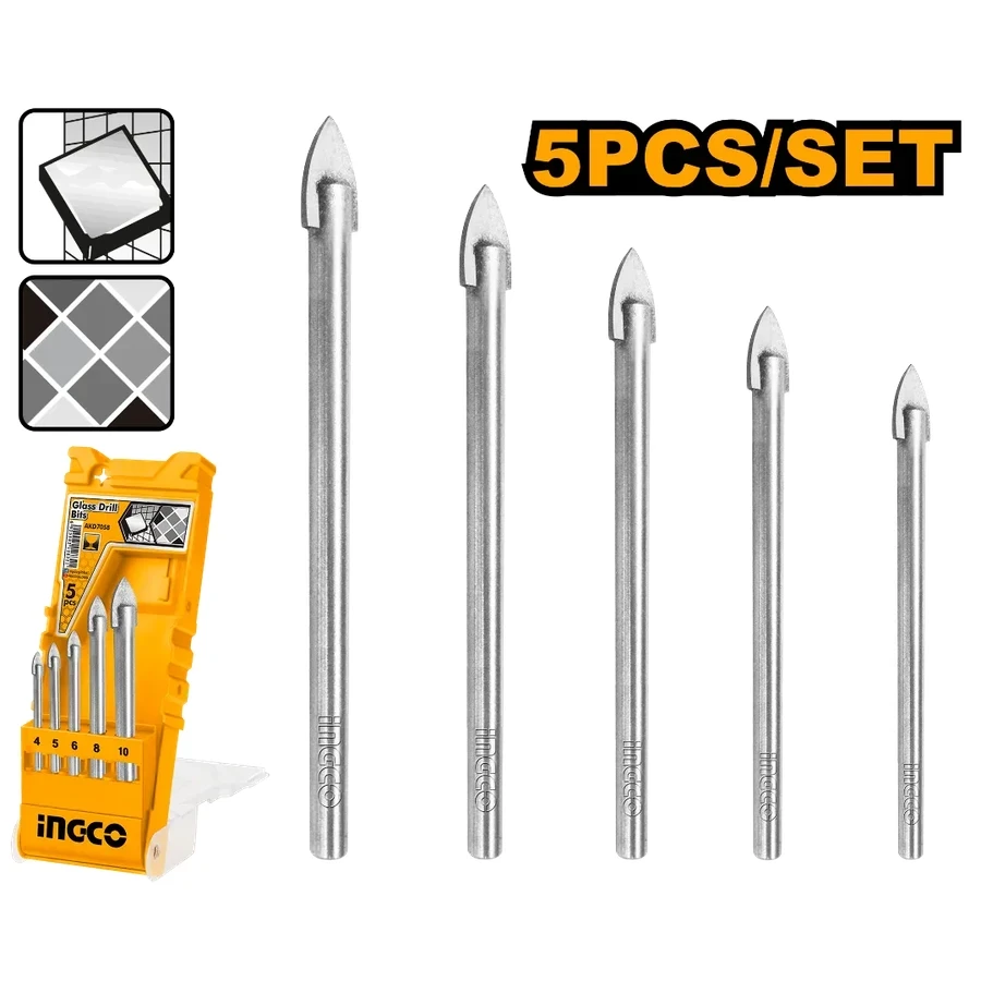 Glass Drill Bits | AKD7058 | 5 Pcs Precision Set | 4mm–10mm