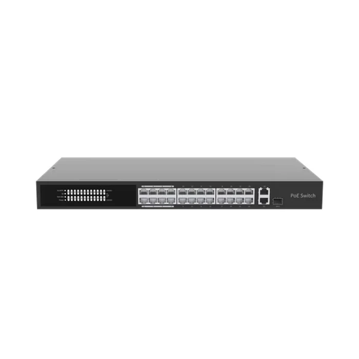 UNV 24-Port 1U Rack Mount Cloud Managed Fast Ethernet PoE Switch with 370W Budget & Gigabit Combo Uplink | NSW3000-24T1GT1GC-POE-IN