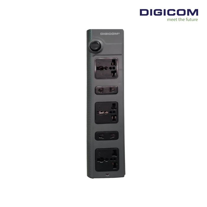 Digicom DG-M551 Universal Power Strip | 2500W High Power Loading Logic | Heat Resistant Body & LED Indicator | 2 Mtr. Cable