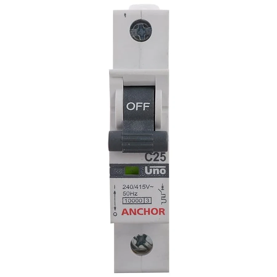 Anchor UNO SP MCB 25A 'C' Curve 98005 - Single Pole, Medium Current Capacity, Pole Mount Standard Circuit Breaker