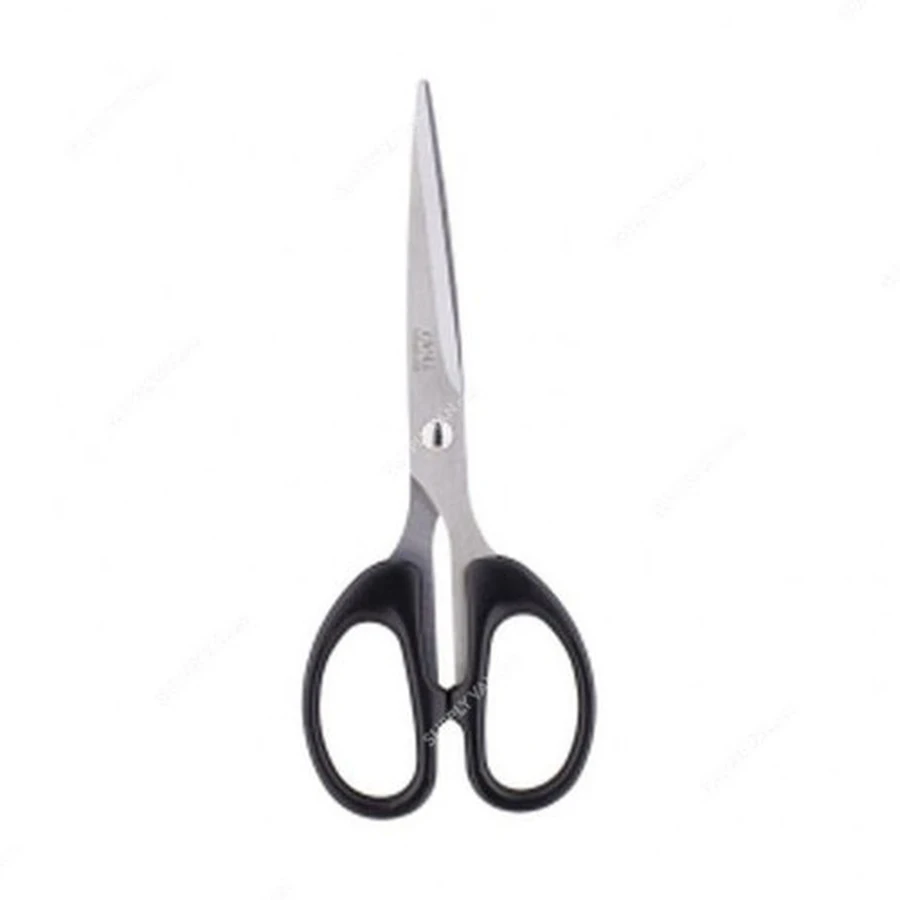 Deli Professional Scissors E6034 - 160mm Stainless Steel Blade, Black Polypropylene Comfort Grip, Pointed Tip