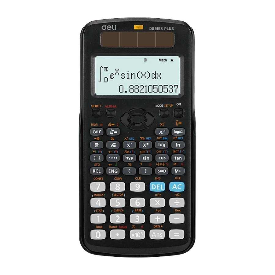 Deli Scientific Calculator ED991ES - 417 Functions, Dual Solar/Battery Power, 2-Line Textbook Display, with Sliding Cover