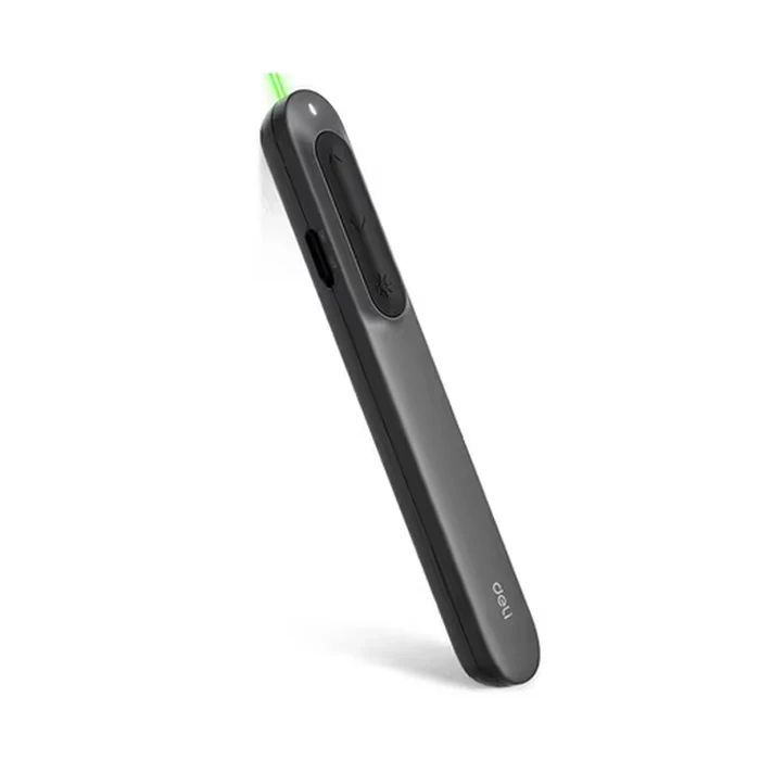 Deli ES002 Wireless Presentation Remote Clicker | 100M Long-Range Red Laser Pointer | PPT Control with Dual Type-C & USB-A Hybrid Receiver