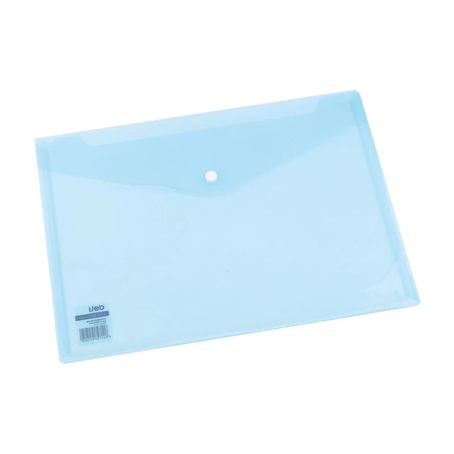 Deli A4 Button File Bag E5505 | 10 - Pack | Translucent Blue, 0.16mm PP Material, Snap Closure (335 x 233 mm)