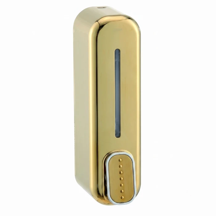 Toyo Wall-Mounted Manual Liquid Soap Dispenser with Golden Mirror Finish & 300ml Capacity | TOYO-1643