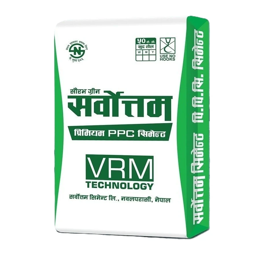 Sarvottam PPC Cement | 50kg Bags | VRM Technology Manufactured Portland Pozzolana Cement for Superior Workability, Long-Term Strength, and Eco-Friendly Construction