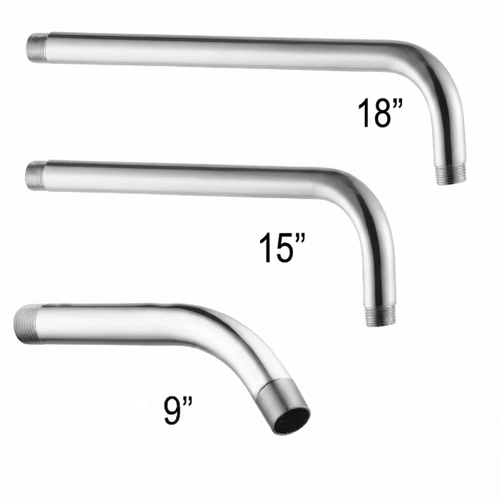 Toyo SS-202 Round Wall-Mounted Flangeless Shower Arm (9", 15" & 18" Variants) | Polished Chrome Finish | Overhead Rain Shower Pipe Fitting | TOYO-80718,  TOYO-80715, TOYO-80709