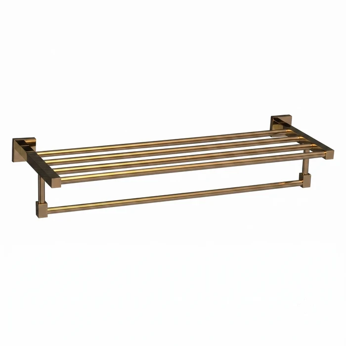 Toyo Chrome Solid Brass Wall-Mounted Bathroom Towel Rack & Shelf | TOYO-11250