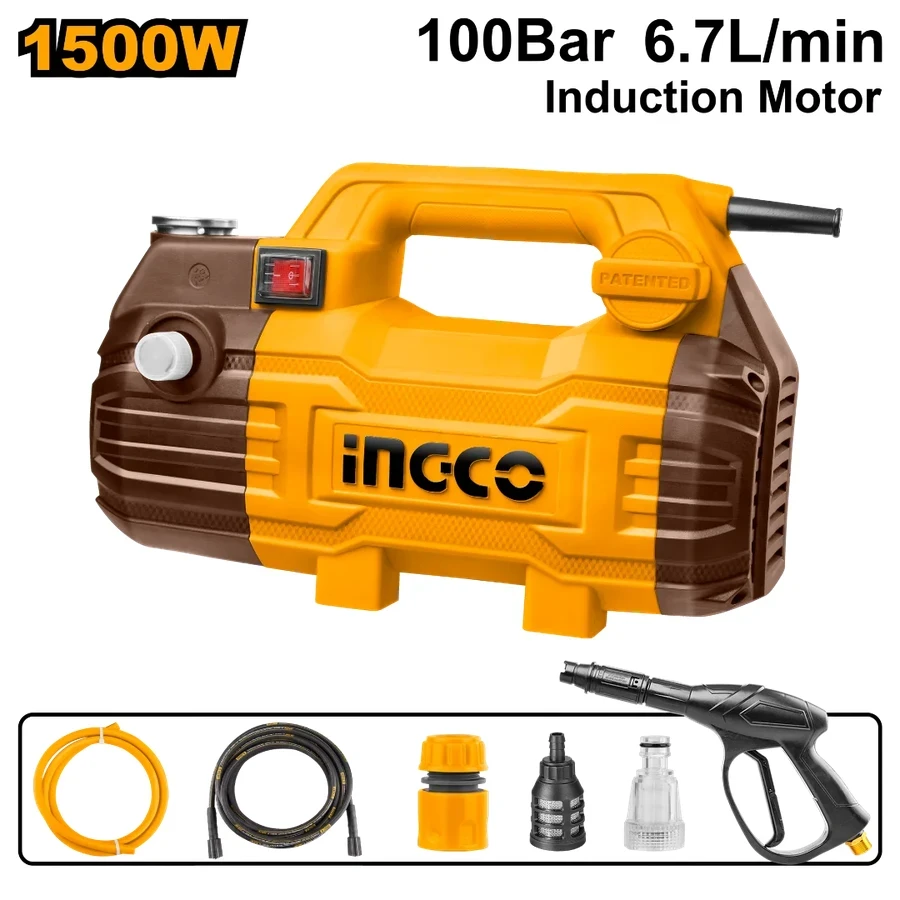 INGCO High Pressure Washer | 1500W Induction Motor | 100Bar | HPWR15028
