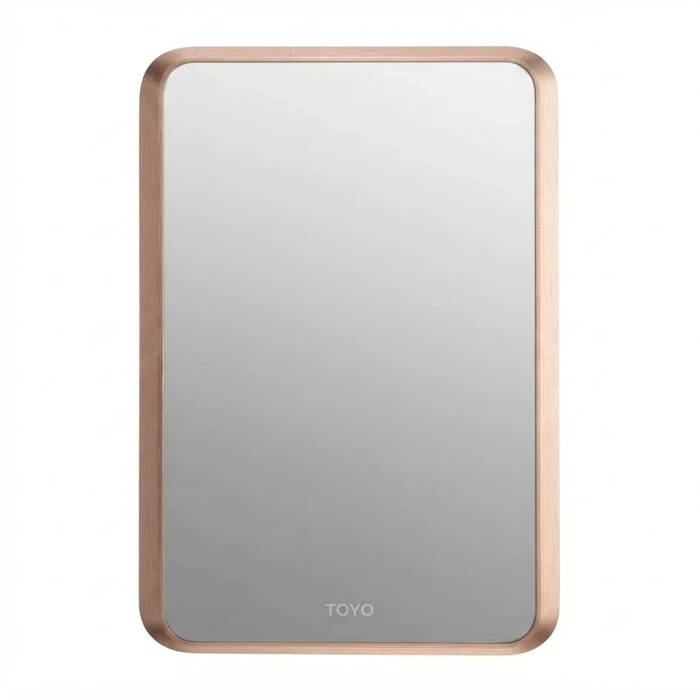 TOYO 24x30 Inch Rose Gold Matt Aluminum Profile Frame Wall Vanity Mirror | Rectangular HD Silver Glass Panel with Anodized Metal Border | TOYO-9163