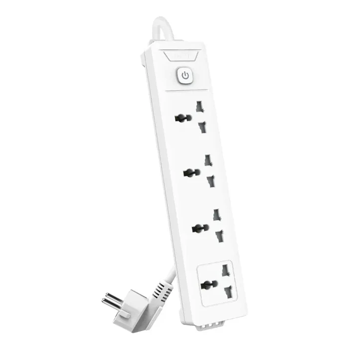 Deli T403 4-Socket Universal Multiplug Power Strip | 2500W Rated One-Piece Copper Busbar Extension Board | 3-Meter Cable with Master Switch