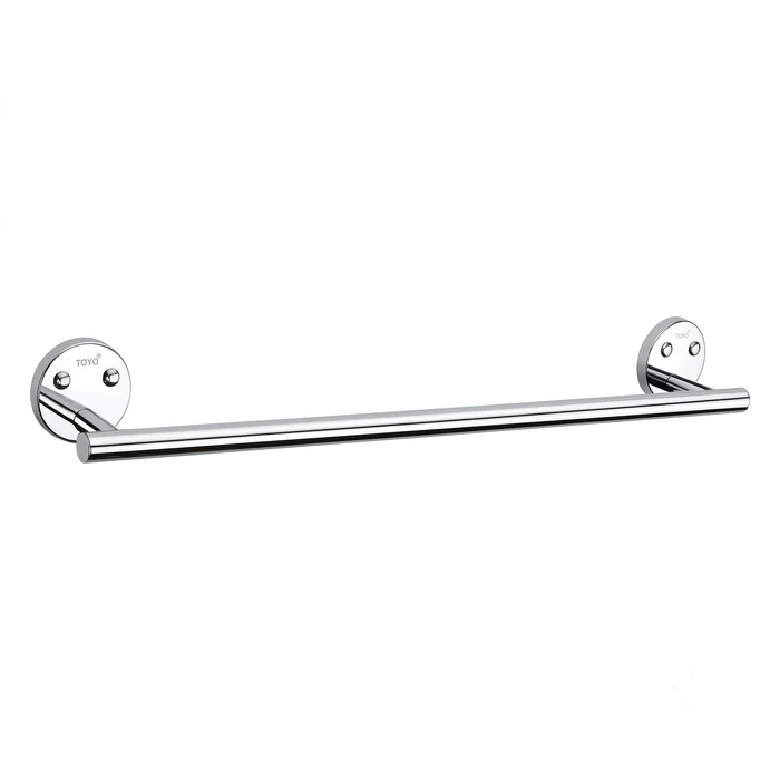 Toyo Chrome Solid Brass Wall-Mounted Single Bathroom Towel Rod | TOYO-11509