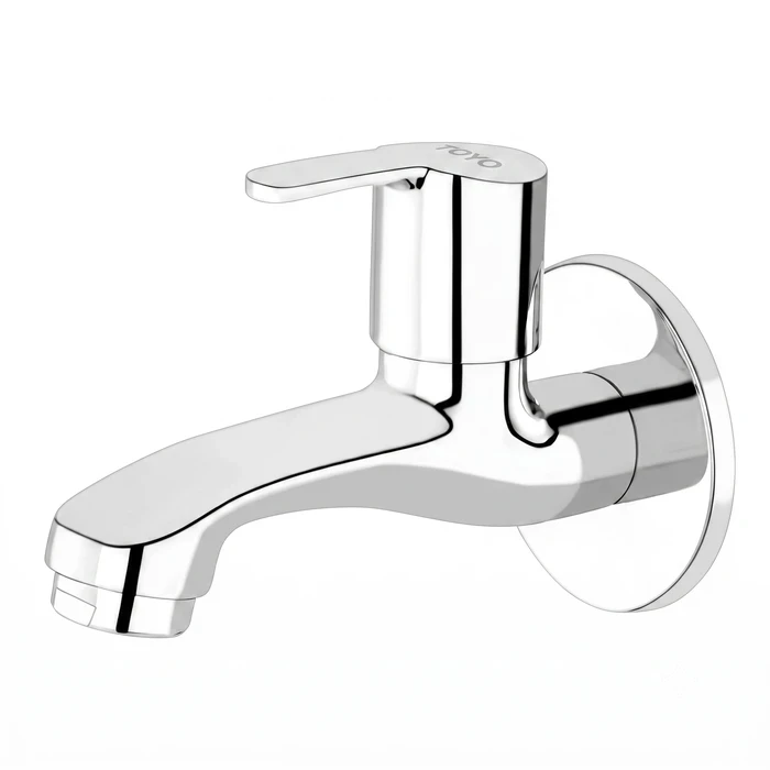 TOYO SA-52201 Bib Cock | Solid Brass Construction | Premium Chrome Wall-Mounted Single Water Tap with Ergonomic Operating Handle & Matching Finishing Wall Flange