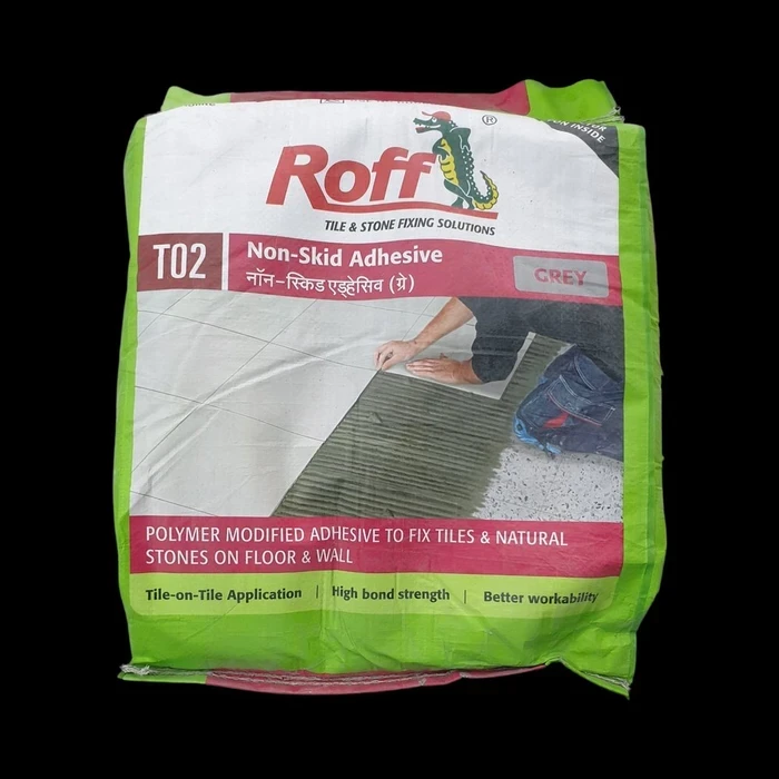 Dr. Fixit Roff T02 Non-Skid Polymer-Modified Grey Tile Adhesive Powder Bag for Tiles & Stone | 20 Kg