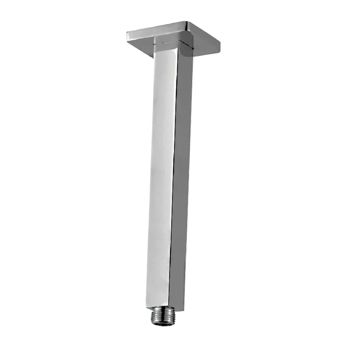 Toyo Full Brass Square Ceiling Shower Arm with Flange (12 Inch) | Polished Chrome Finish | Heavy-Duty Overhead Rain Shower Pipe Fitting | TOYO-80512
