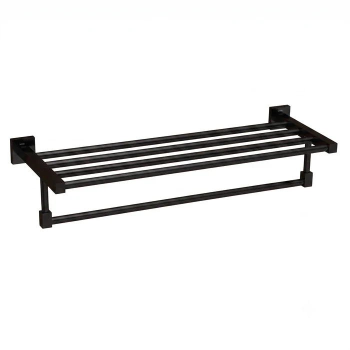 Toyo Chrome Solid Brass Wall-Mounted Bathroom Towel Rack & Shelf | TOYO-11230