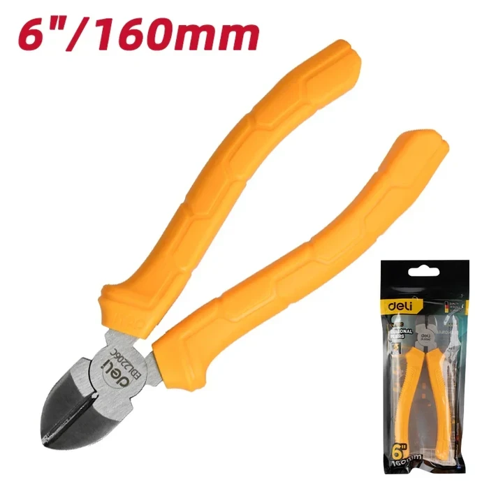 Deli 6" (160mm) Professional #55 Carbon Steel Combination Pliers | Heavy-Duty HRC 62 Wire Cutter with 10,000-Cut Life & Anti-Rust Polished Head | EDL2206C