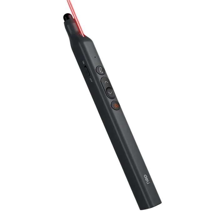 Deli ES003 Telescopic Wireless Presentation Remote Clicker | Touchscreen Stylus Pen with 100M Red Laser Pointer | Dual USB-A & Type-C Receiver