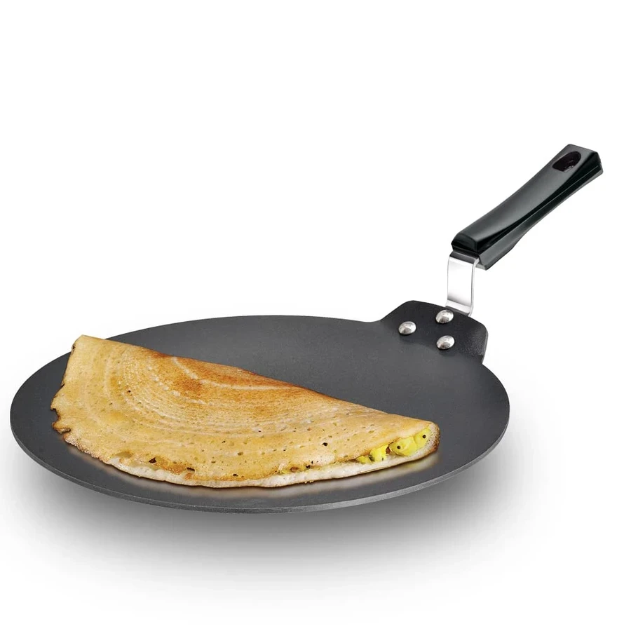 Hawkins NDT30 30cm Nonstick Dosa Tava | 4.88mm Extra Thick Hard Anodised Aluminium | Maximized Cooking Surface | Black