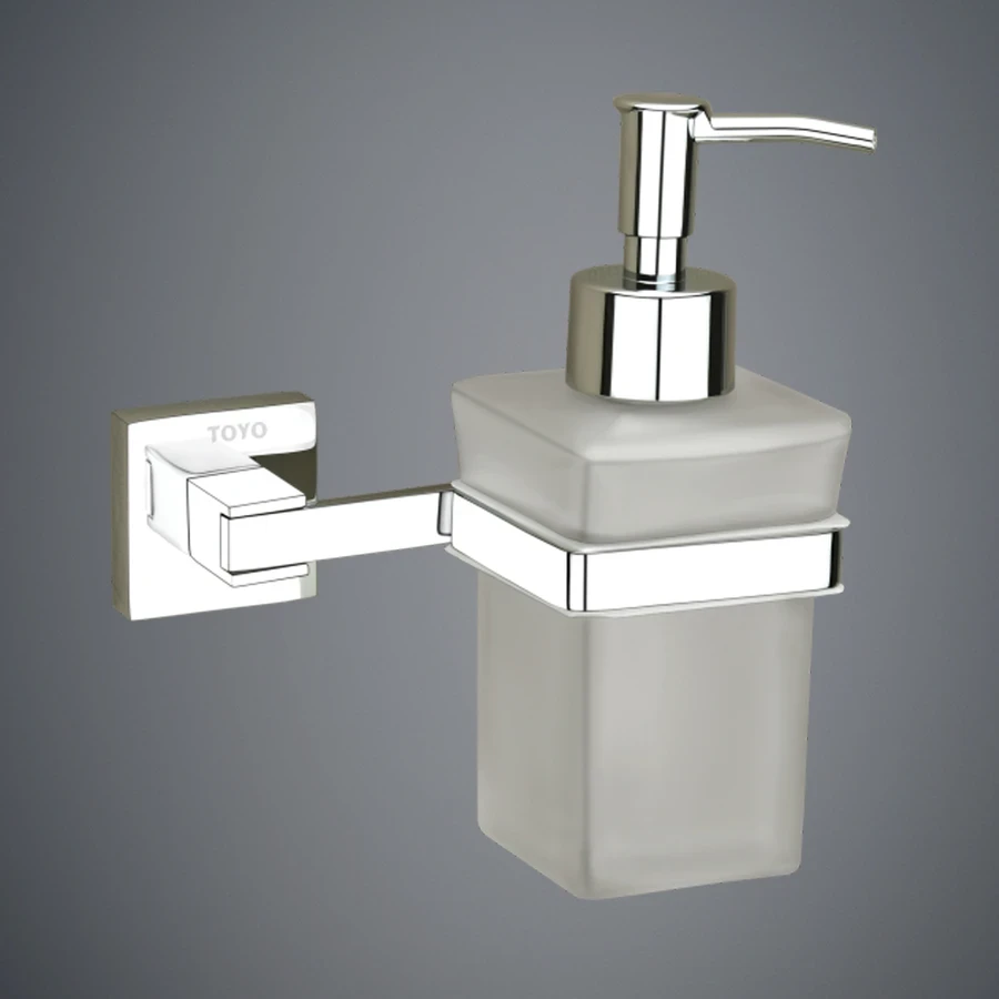 TOYO 11204 Wall-Mounted Liquid Soap Dispenser - 56 Grade Full Brass Base, Die-Forged, High Grade Chrome Finish