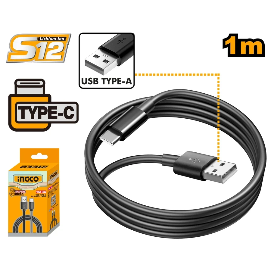 INGCO High-Speed USB Type-A to Type-C Cable | 1m Length | 3A Rapid Charge | IUCC01