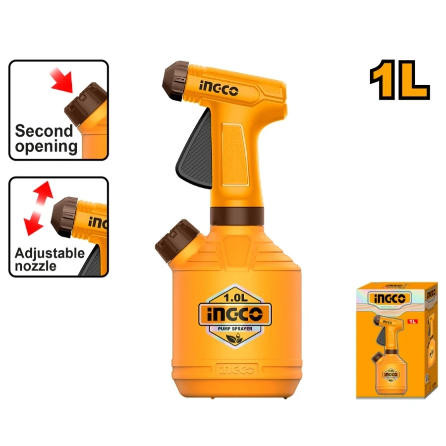 INGCO 1L Pump Sprayer | Easy-Fill Second Opening | HSPP30102