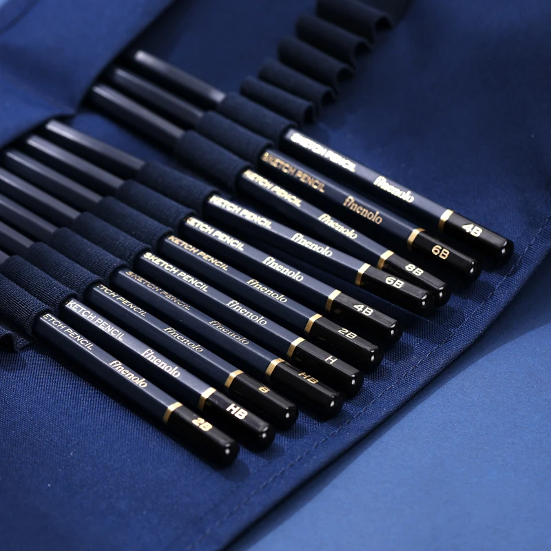 Deli Finenolo Professional Sketching & Tools Set EC27 - 27-Piece Artist Kit with 12 Graphite Pencil Grades, Blending Tools, and Carrying Case