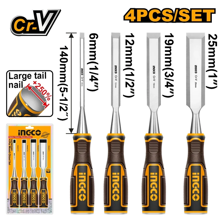 4 Pcs Professional Wood Chisel Set | HKTWC0401 | Chrome Vanadium Steel