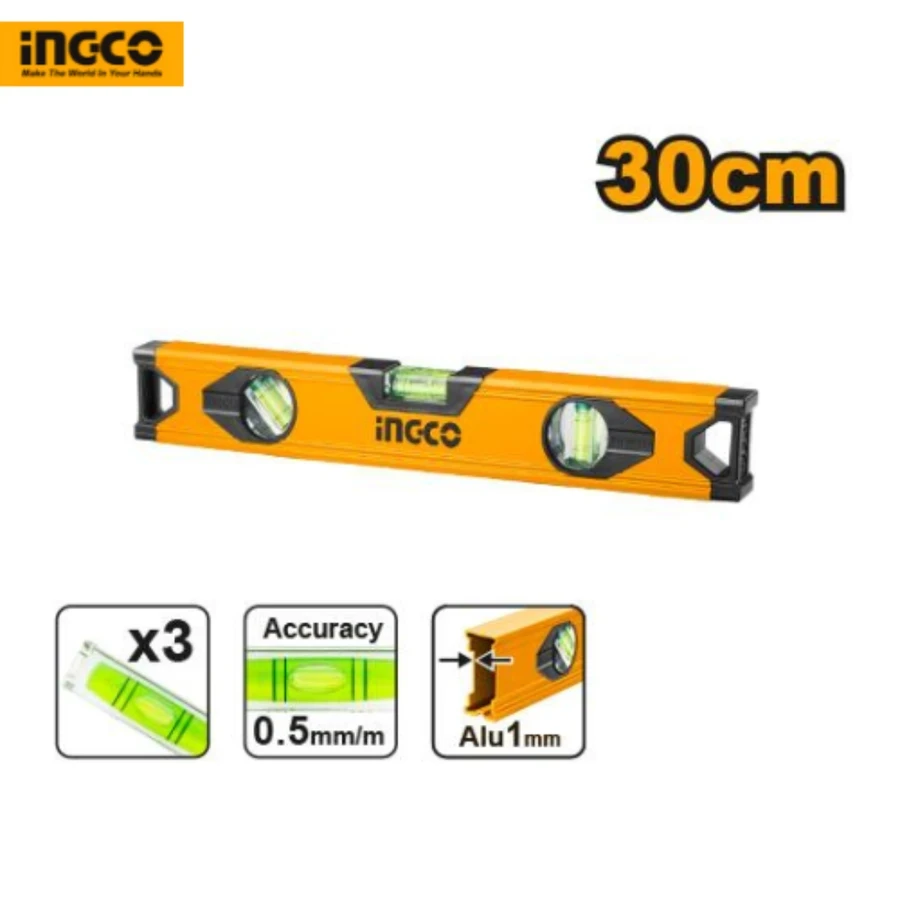 Professional Aluminum Spirit Level | HSL18030 | 30cm Compact Series