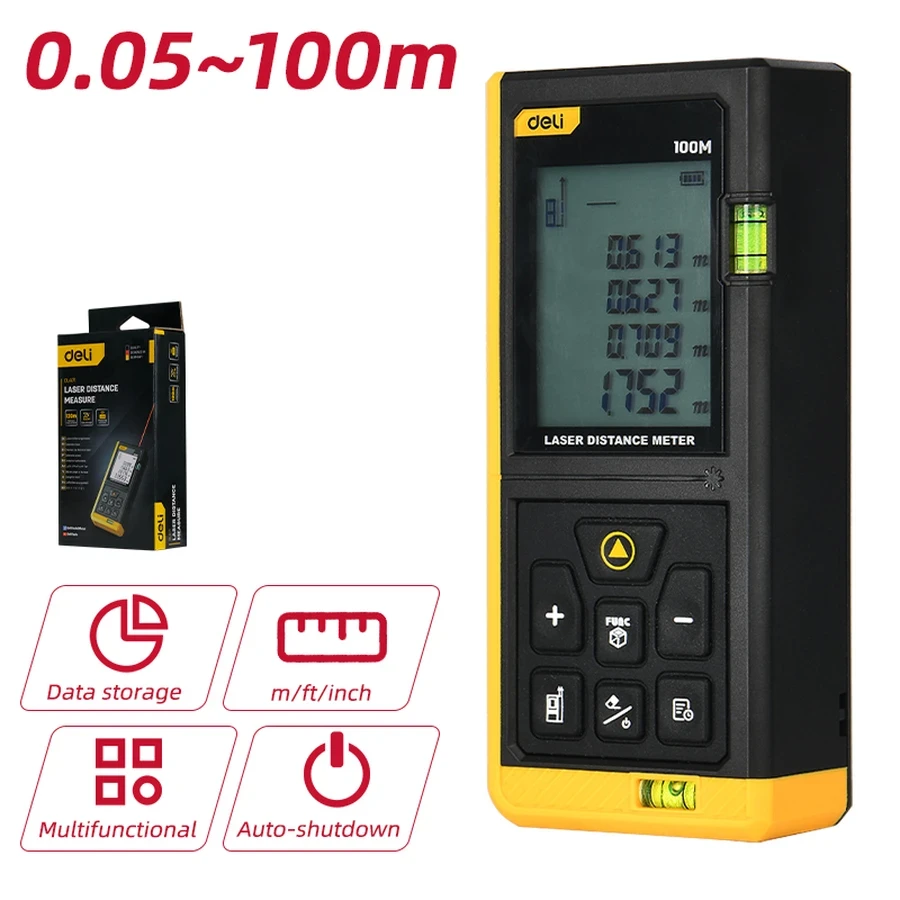 EDL4171 Professional Laser Distance Measure 120m - Millimeter-Level Accuracy, Dual Laser, 1.7" Display, 30 Data Storage & Full Calculation Functions (Yellow)