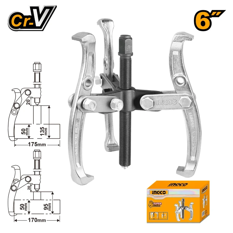 Heavy-Duty Three Jaws Puller | HGP08036 | 6" (150mm) | 6000KG Max Force
