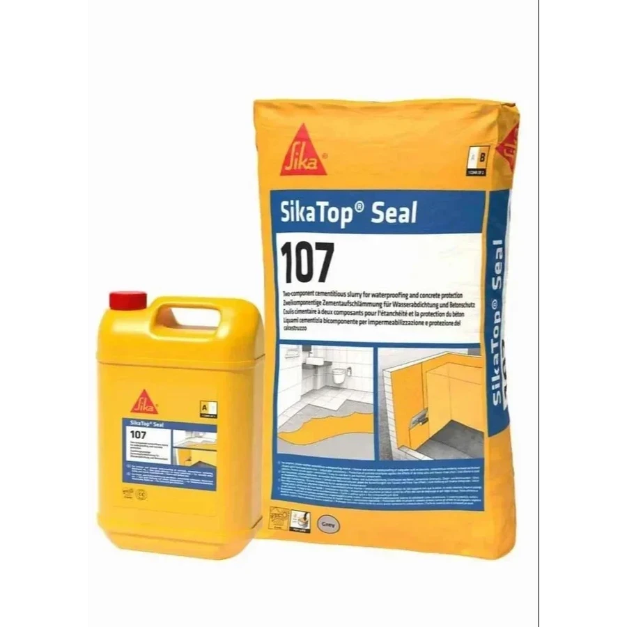 Sika SikaTop Seal-107 IN 25Kg Two-Component Cementitious Waterproofing Coating | Polymer Modified Slurry | Grey | Powder and Liquid Kit