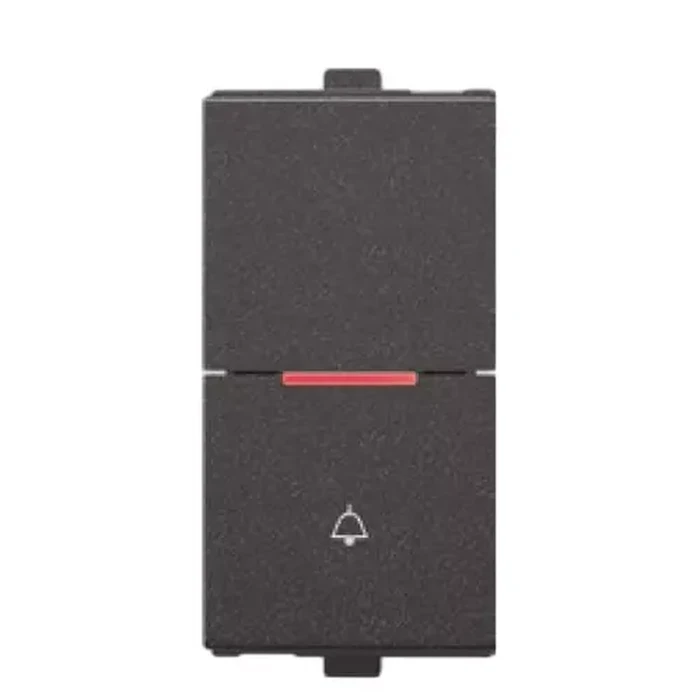 Anchor Penta Modular 6A Bell Push Flat Switch | Model 65143B | 1M Black Slim Logic | 1 Lakh Operations Durability