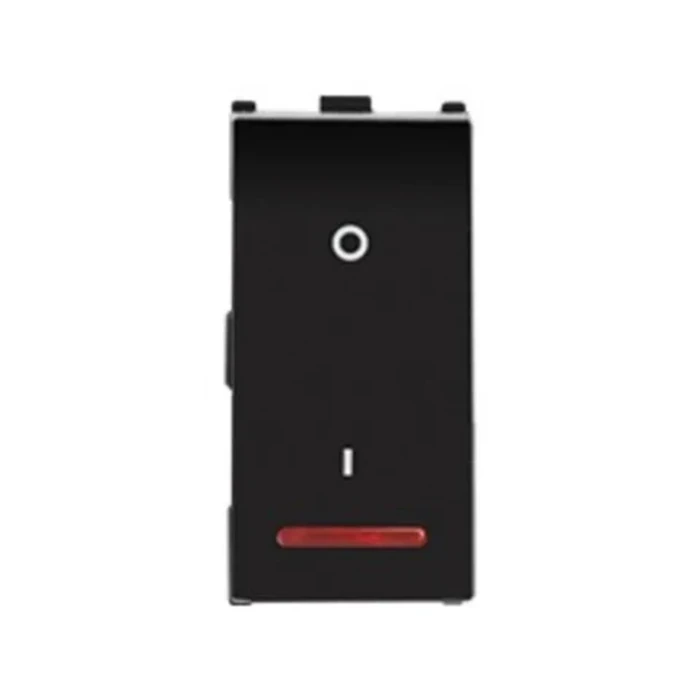 Panasonic Europa 25A Single Pole 1-Way 1-Module Switch with Indicator | Ultra Heavy-Duty AC & Geyser Power Modular Switch in Premium Black | WIPM51113GB