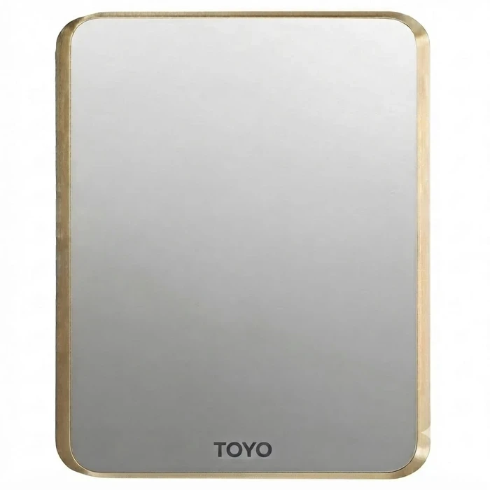 TOYO 24x30 Inch Golden Matt Aluminum Profile Frame Wall Vanity Mirror | Rectangular HD Silver Glass Panel with Anodized Metal Border | TOYO-9162