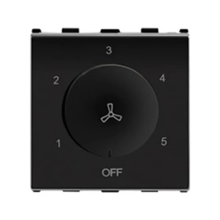 Panasonic Europa 100W 240V 2-Module Step Fan Regulator | Wide-Plate Hum-Free Capacitive Speed Controller in Designer Graphite Black | WIPM4952GB