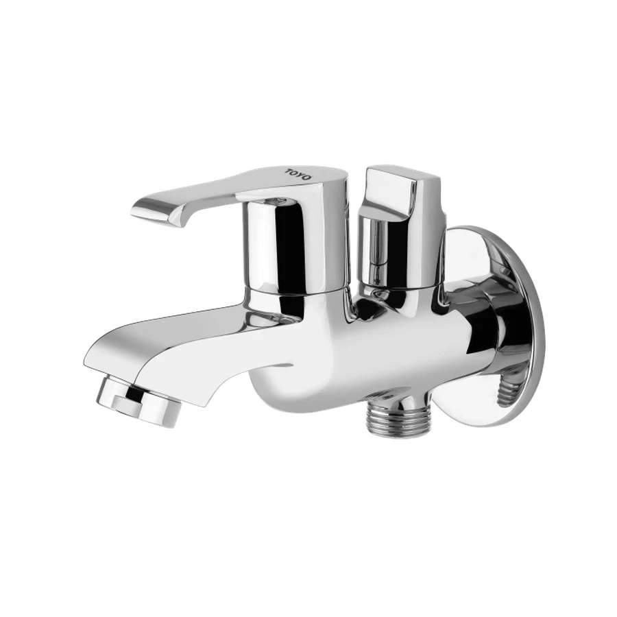 TOYO AL-51503 2 Way Bib Cock - Dual Outlet, Premium Brass Body, CP Chrome Finish