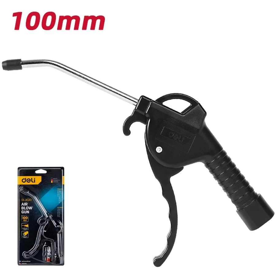 EDL-XQ01 Professional Blow Gun 100mm - A3 Steel Precision Forged Nozzle, 350 L/min High Flow, Comfortable One-Piece Design (Black)