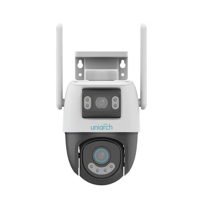 Uniarch Dual-Lens 3MP + 3MP Outdoor 360° Pan & Tilt Wi-Fi Security Camera with Overview & PT Tracking, 30m Color Night Vision, IP66 & 512GB Support | Model No. UHO-P2S-M33F34