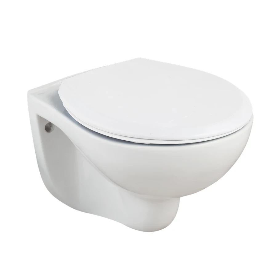 TOYO 22281 Wall Mounted Closet - P-Trap, Hydraulic Soft Close Seat, White Ceramic (495 x 365 x 330 mm)