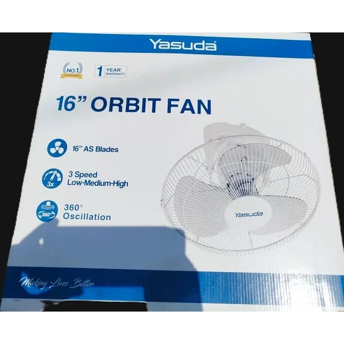 Yasuda 16" Ceiling Orbit Fan with 360° Continuous Rotation | 1350 RPM Strong Airflow Delivery | 50W Energy-Efficient Motor Lightweight 2.75 Kg Layout | YS-OB801 White