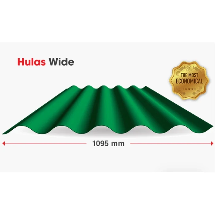 Hulas Wide Profile Sheets | Red, Green & Blue Range | 1066mm Maximum Effective Width | 0.40mm to 0.60mm Thickness | 120 GSM Zinc-Aluminium Alloy | 30+ Micron UV Protected Japanese Standard Metal