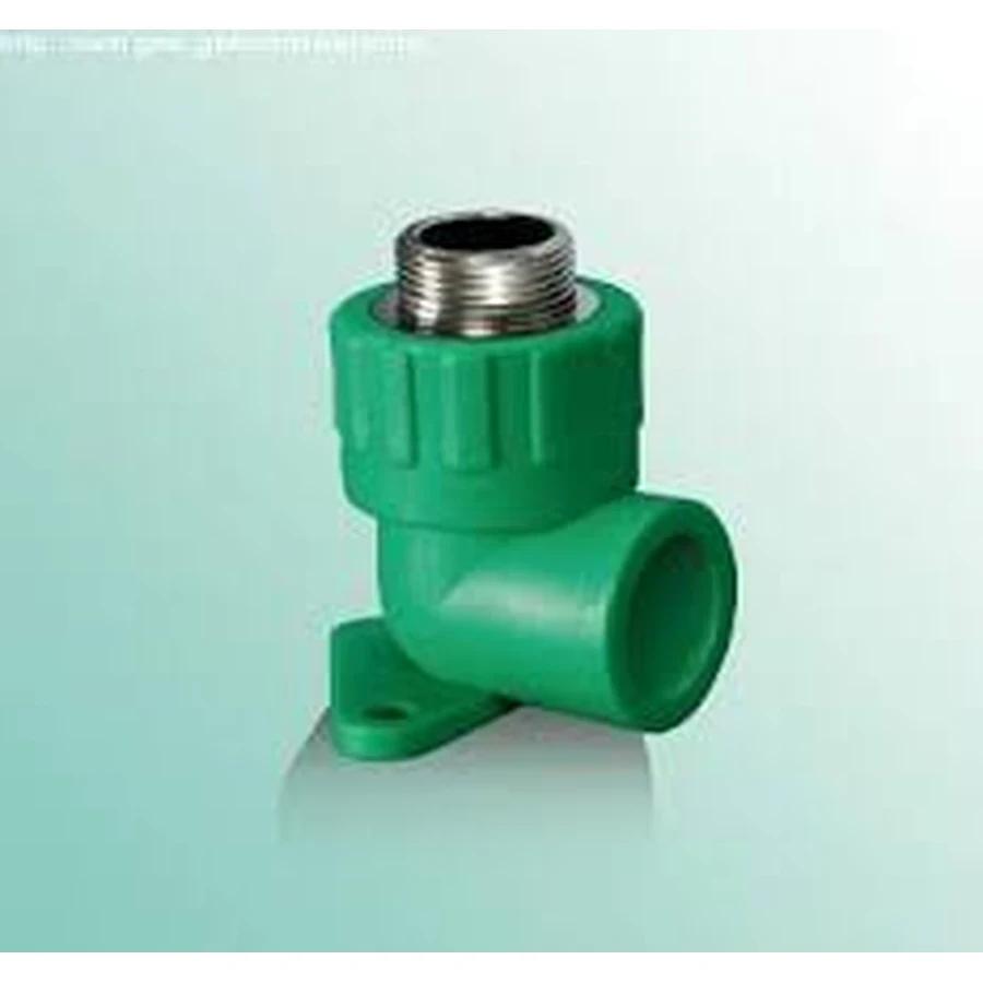 ITPF PPR Male Elbows with Disk | Wall-Plated 90° Brass-Threaded Transition Fittings | 20mm & 25mm Sizes | Secure Anchored Connectors for Wall-Mounted Fixtures