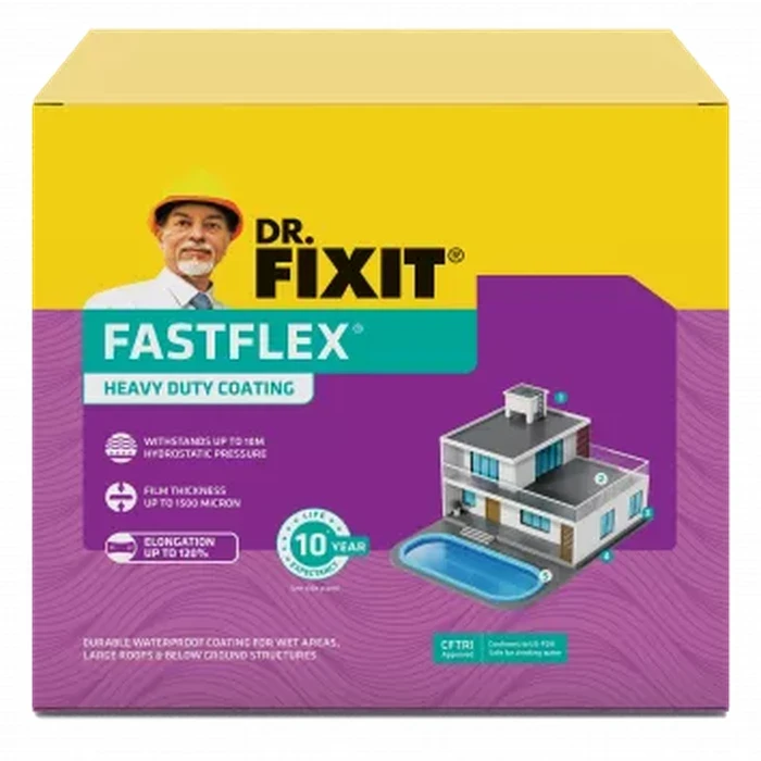 Dr. Fixit Fastflex High-Elongation Cementitious Coating | For Swimming Pools & High Hydrostatic Pressure | 150% Elasticity Logic | 12KG