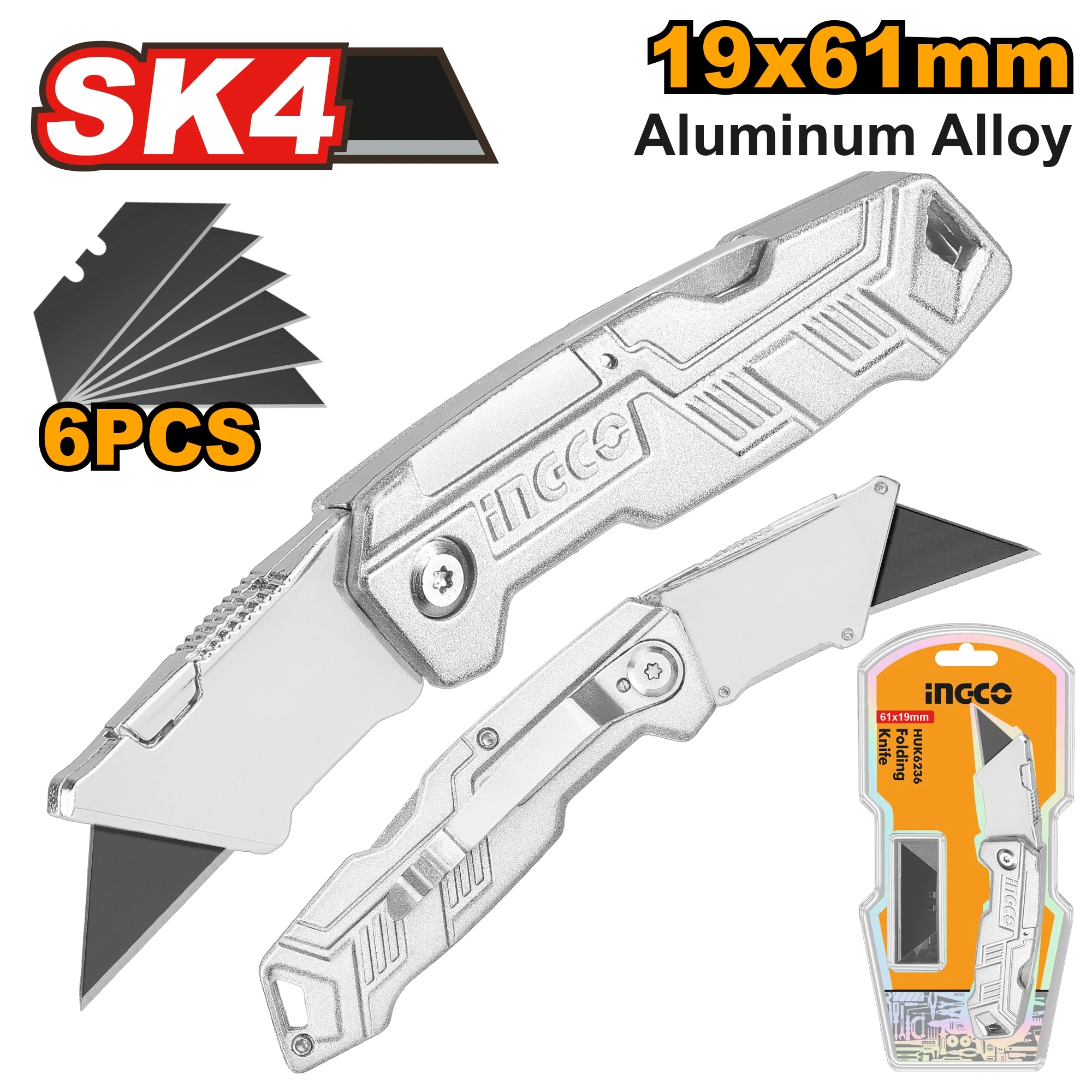 Professional Folding Utility Knife | HUK6236 | Aluminum Alloy Handle